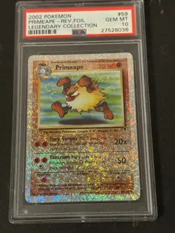 Pokemon Primeape PSA 10 Reverse Holo Legendary Collection #59 English *POP 52* - Image 1