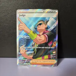 Pokemon TCG Judge Trainer Full Art Destined Rivals Ultra Rare Card 222/182 - Image 1
