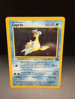 Pokemon TCG Lapras 10/62 Fossil Holo Rare 80 HP Basic English Unlimited Card - Image 1