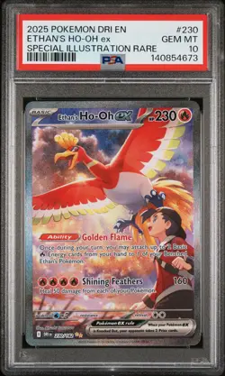 2025 POKEMON DRI EN-DESTINED RIVALS #230 ETHAN'S HO-OH EX PSA 10 - Image 1