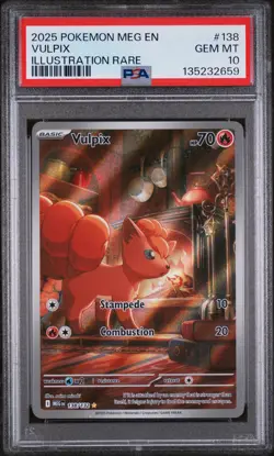 2025 POKEMON MEG EN-MEGA EVOLUTION ILLUSTRATION RARE #138 VULPIX PSA 10 - Image 1
