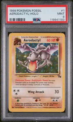 1999 POKEMON FOSSIL #1 AERODACTYL-HOLO PSA 9 - Image 1