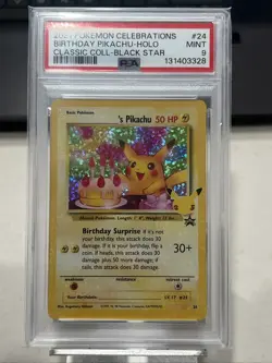 2021 Pokemon Celebrations Birthday Pikachu-Holo Coll-Black Star #24 PSA 9 - Image 1