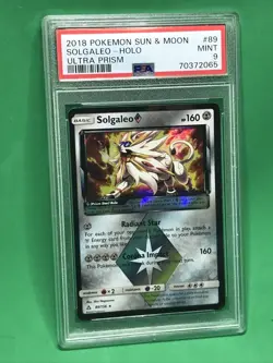 PSA 9 MINT Solgaleo 89/156 - S&M Ultra Prism 2018 Prism Star Holo Pokemon TCG - Image 1