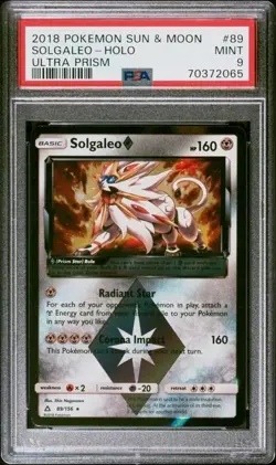 PSA 9 MINT Solgaleo 89/156 - S&M Ultra Prism 2018 Prism Star Holo Pokemon TCG - Image 2
