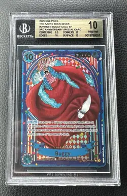 One Piece CCG Buggy Gold SP OP14 Anniversary Beckett (BGS) 10 Gem Mint English - Image 1