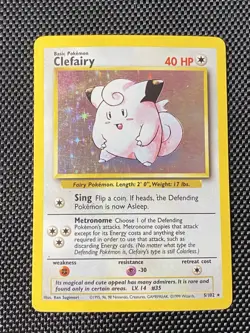 Pokemon TCG Clefairy 5/102 Base Set Holo Unlimited Rare Card - HP - Image 1