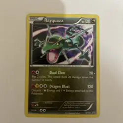 Rayquaza Basic Pokemon Card Dual Claw Dragon Blast. Holo, Rare. - Image 1