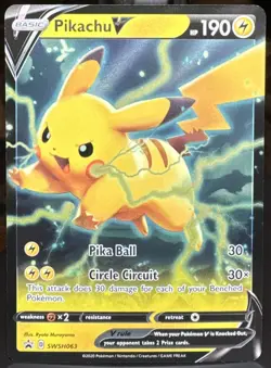 Pokemon TCG Pikachu V SWSH063 SWSH Sword & Shield Black Star Promo Holo Card - Image 1
