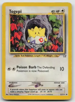 Pokemon Card Togepi Uncommon Neo Genesis 051/111 - Image 1