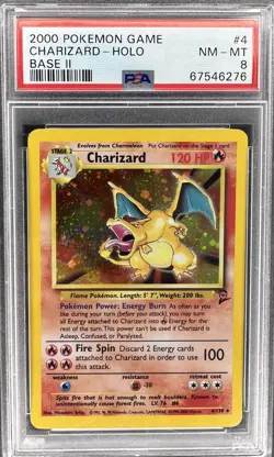 2000 Pokemon Charizard #4 Base Set 2 Holo *SWIRL* PSA 8 NM-MT - Image 2