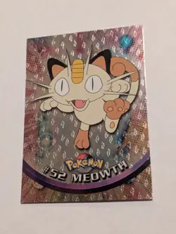 1999 Topps Pokemon TV #52 Meowth Silver Foil Black Logo (Flames Print) - Image 1