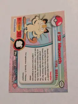 1999 Topps Pokemon TV #52 Meowth Silver Foil Black Logo (Flames Print) - Image 2