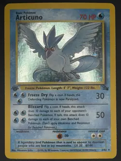 Pokemon Articuno Fossil 1st Edition Holo Rare 2/62 70 HP Wizards 1999 Card - Image 1