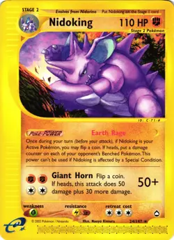 Pokemon TCG Nidoking 24/147 Aquapolis E-Series Rare Non-Holo VLP - Image 1