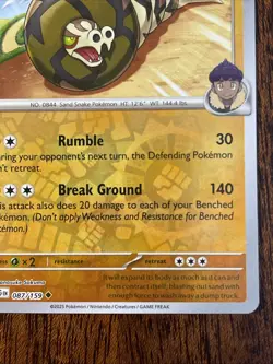 2025 Pokemon Journey Together - Hop’s Sandaconda Reverse Holo No. 87/159 - Image 4