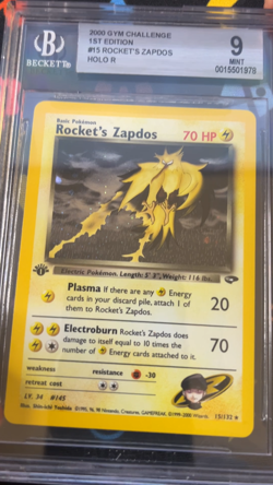 Rocket's Zapdos 1st Edition Holo Rare BGS 9 Gym Challenge #15 Pokemon - Image 2