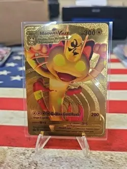Pokemon Meowth VMAX SWSH005 Full Art Black Star Promo Gold Foil MINT FREE SHIP - Image 1