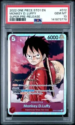 2022 ONE PIECE ST01-012 MONKEY D. LUFFY SUPER PRE-RELEASE PSA 10 GEM MINT - Image 1