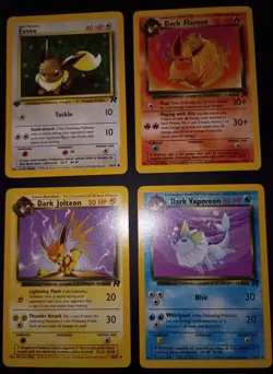 2000 POKEMON TEAM ROCKET EEVEE, DARK FLAREON JOLTEON VAPOREON CARDS NON HOLO - Image 2