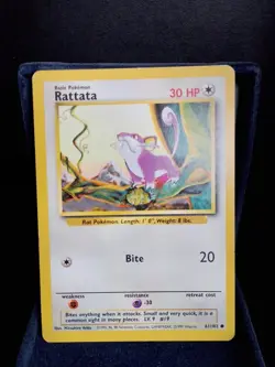 Pokemon TCG Rattata 61/102 1st Edition Base Set English Vintage 1999 - Image 1