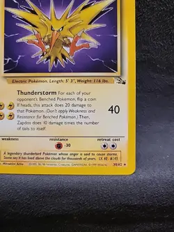 Zapdos 30/62 Fossil Base Set Non-Holo Pokemon 1995 1999 - Image 4