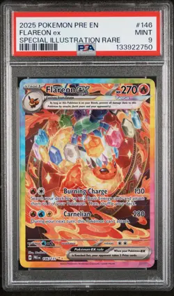 2025 POKEMON PRE EN-PRISMATIC EVOLUTIONS #146 FLAREON EX PSA 9 - Image 1
