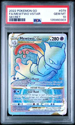 2022 POKEMON GO SECRET #079 FULL ART/MEWTWO VSTAR PSA 10 - Image 1