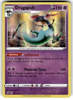 Dragapult Holo Rare - 091/192 - Pokemon Card Rebel Clash NM - Image 1