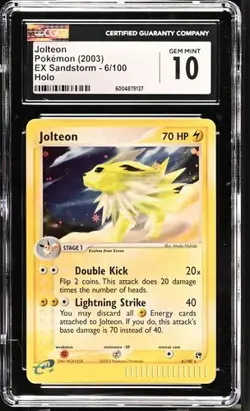 CGC 10 MINT Jolteon 2003 EX Sandstorm 6/100 Holo Pokemon Card - Image 1