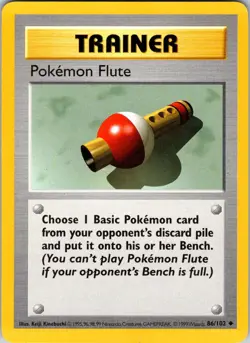 Pokemon Flute 086/102 Base Set (Shadowless) Pokemon NM Unlimited - Image 1