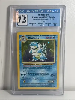 Blastoise 1999 Base Set CGC 7.5 NM+ Unlimited 2/102 DUTCH Holo Rare Pokemon - Image 1