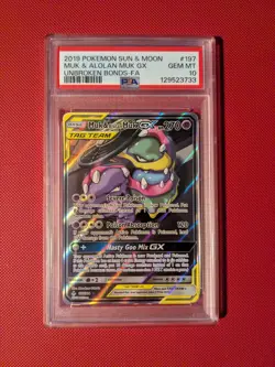 Pokemon Muk & Alolan Muk GX - 197/214 - Unbroken Bonds - PSA 10 - Image 1