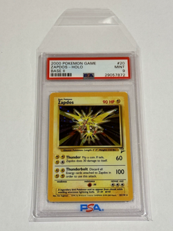2000 Pokemon Base Set 2 (BS2) - Zapdos Holo Rare #20/130 PSA 9 MINT ENG - Image 3
