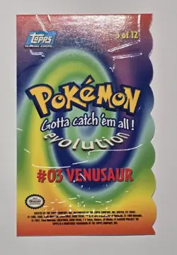 1999 Pokemon Topps Venusaur #03 First Movie 3 of 12 Die-Cut Embossed Blue Label - Image 2