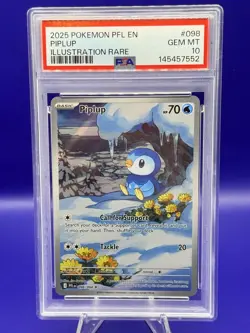 Pokemon Phantasmal Flames Piplup 098 Illustration Rare PSA 10 - Image 1