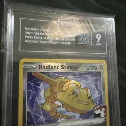 2023 Pokemon Play! Prize Pack Stamp Radiant Steelix #124 Series 3 Tag 9 Mint - Image 2