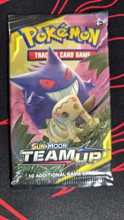 Pokemon Sun & Moon Team Up Booster Pack Sealed Gengar Mimikyu Art - Image 3