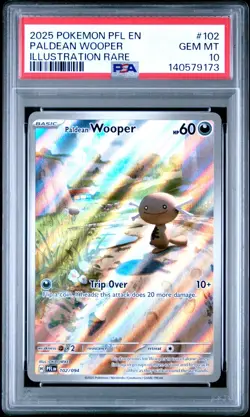 2025 Pokemon PFL EN-PHANTASMAL FLAMES 102 PALDEAN WOOPER IR PSA 10 - Image 1