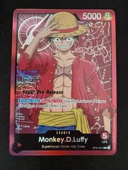 2022 ONE PIECE STRAW HAT CREW SUPER PRE-RELEASE ST01-001 MONKEY D LUFFY - Image 1