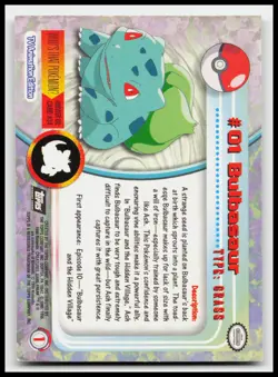 Bulbasaur #01 Black Logo Topps Holo Live TV Animation Pokemon Card - Image 2