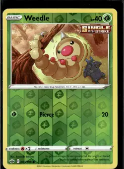 Pokemon Weedle 001/198 Chilling Reign Reverse Holo Common 4 Card Lot - Image 1