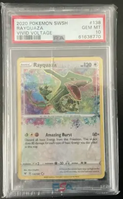 2020 Pokemon SWSH Vivid Voltage #138 Rayquaza PSA 10 Gem Mint - Image 1