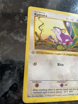 Pokemon Gray Stamp 1st Edition Base Set Shadowless Rattata 61/102 Damaged - Image 2