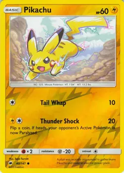 Pikachu - Reverse Holo - 40/147 Burning Shadows - Pokemon TCG - 2017 - Image 1