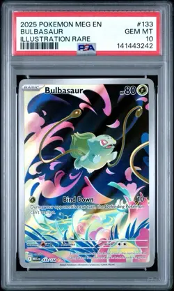 Pokemon Bulbasaur 133/132 Mega Evolution Holo PSA 10 Illustration Rare - Image 1