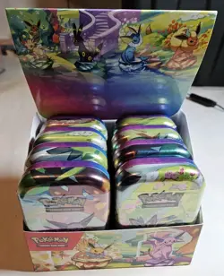 Pokemon Prismatic Evolutions Mini Tin Display Box Full Set 8 Tins - Image 2