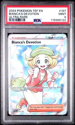 2024 Pokemon TEF EN Bianca's Devotion ULTRA RARE FULL ART 197/162 PSA 9 MINT - Image 1