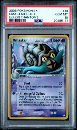 2006 POKEMON EX HOLON PHANTOMS #13 OMASTAR-HOLO PSA 10 - Image 1