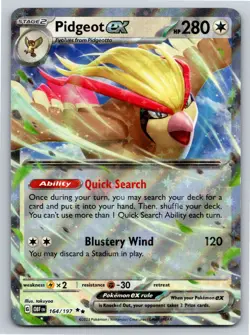 Pidgeot ex Double Rare SV03: Obsidian Flames 164/197 NM Pokemon TCG - Image 1